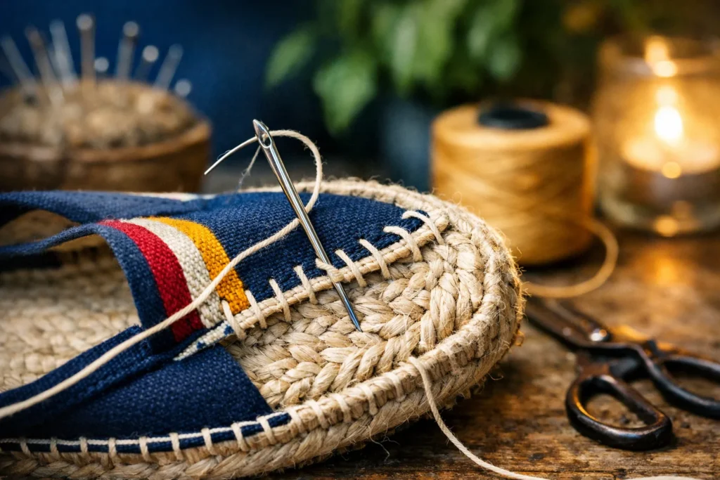 L&rsquo;espadrille catalane se coud, elle ne se colle pas