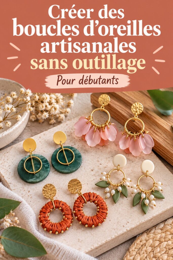 Boucles d'oreilles artisanales colorées en matériaux variés