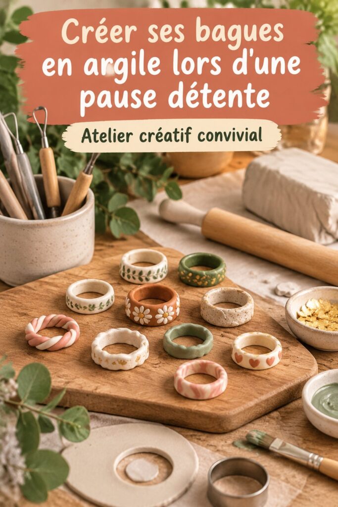 Atelier de création de bagues en argile à Marseille, avec des participants concentrés sur leur travail.